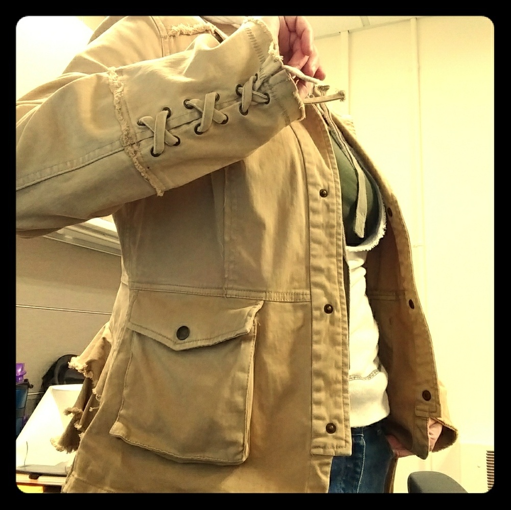 Free People Tan Blazer with Lace-Up Detail